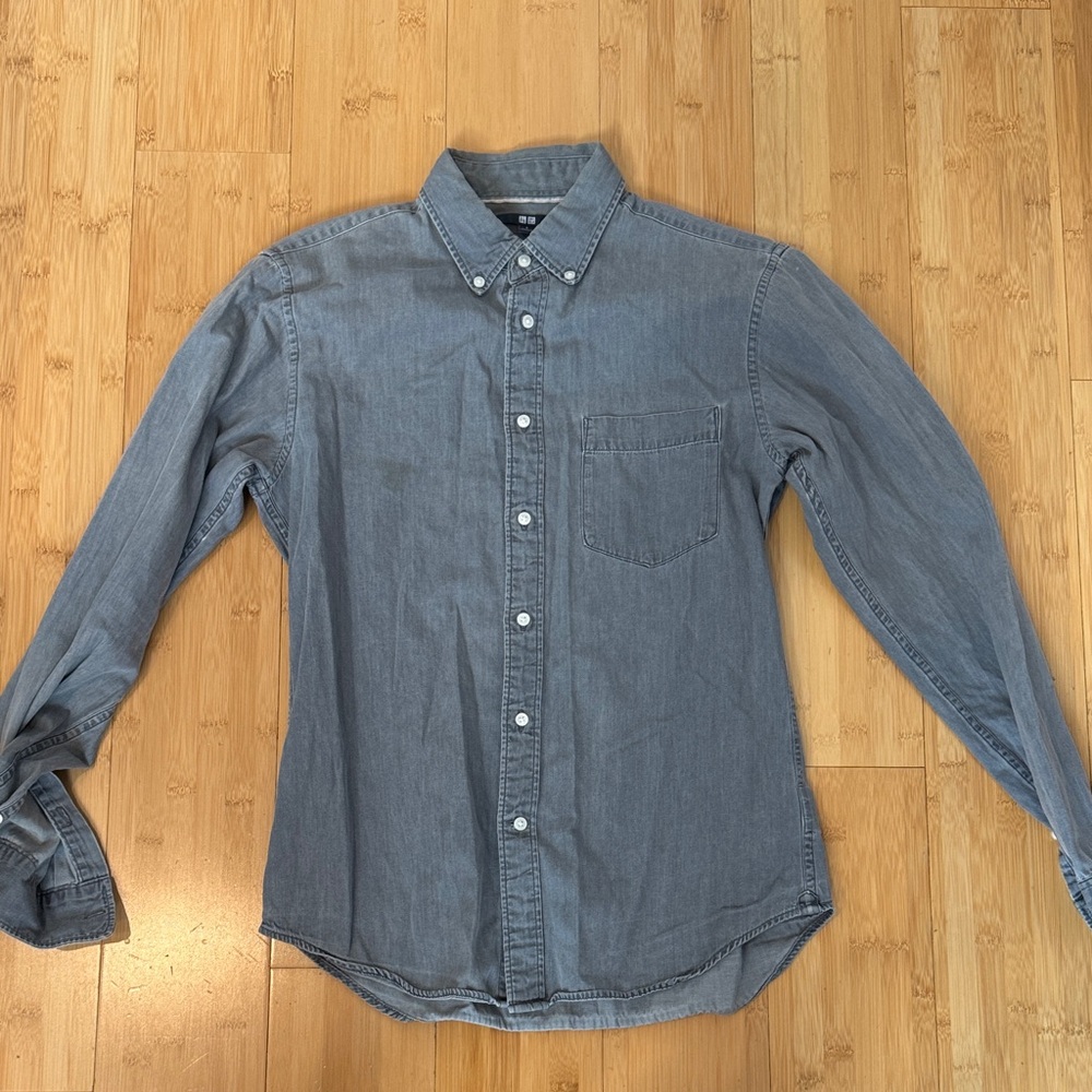 Men's Uniqlo Gray Denim Shirt